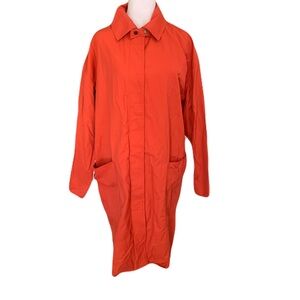 Vintage Ramosport Paris Women’s Colorful Orange Snap Longline Trench Style Coat
